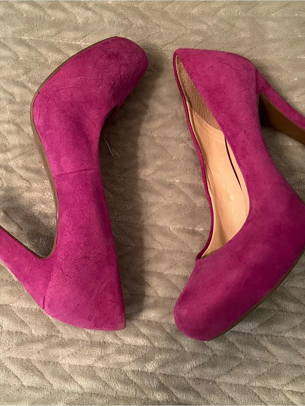 Franco Sarto Magenta Suede Almond-Toe Pumps